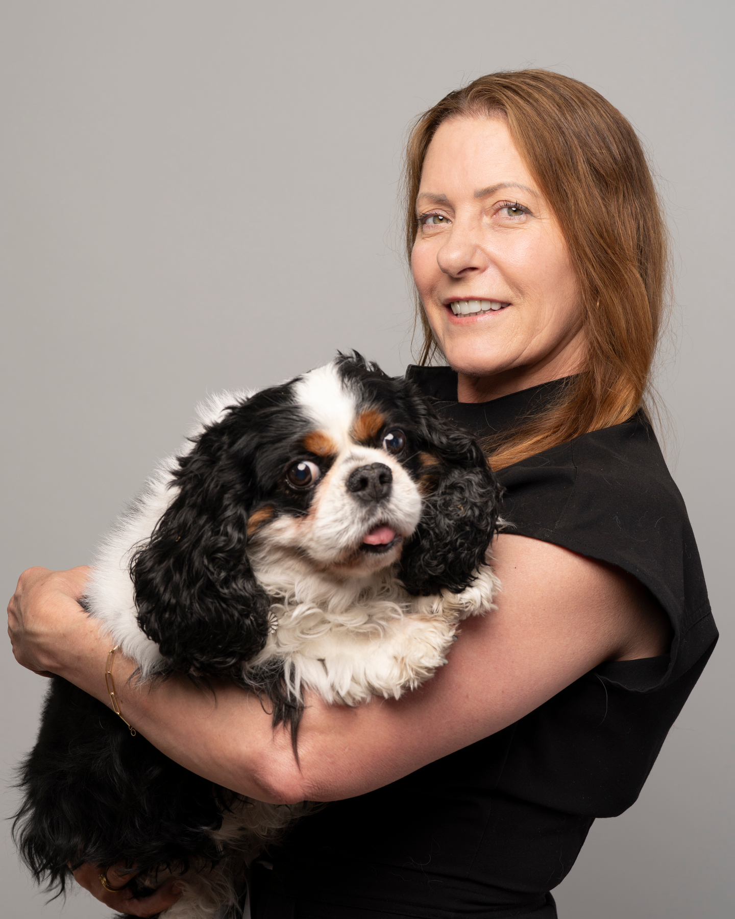 Sandy with a Cavalier King Charles Spaniel