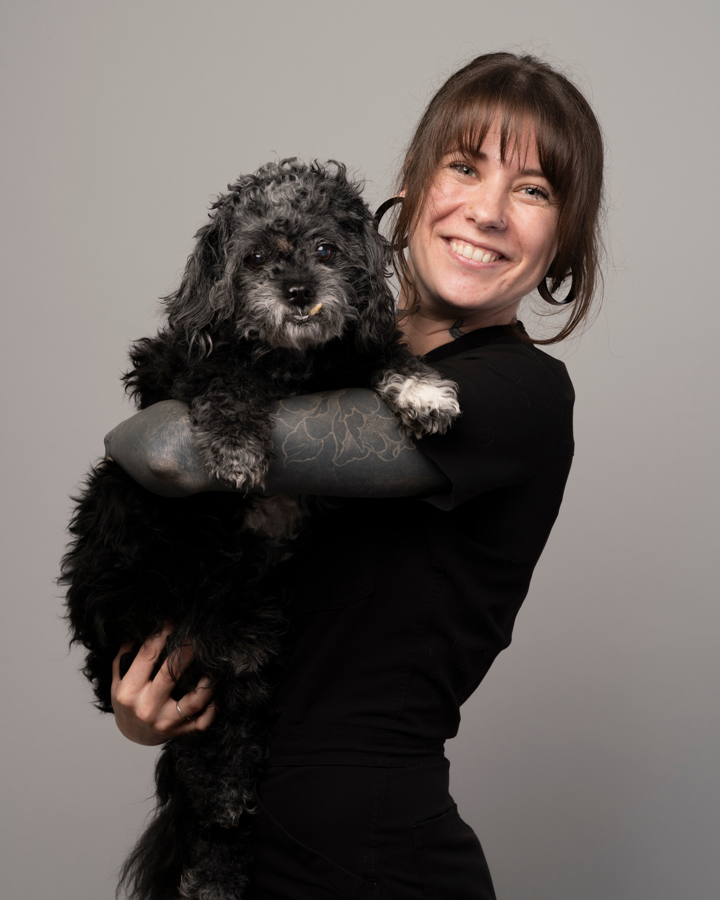 Stepheney with a black poodle mix